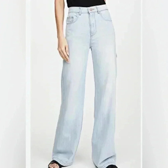 DL 1961 HEPBURN WIDE LEG HIGH RISE VINTAGE JEAN IN SEA SALT SIZE 24 - Picture 1 of 10